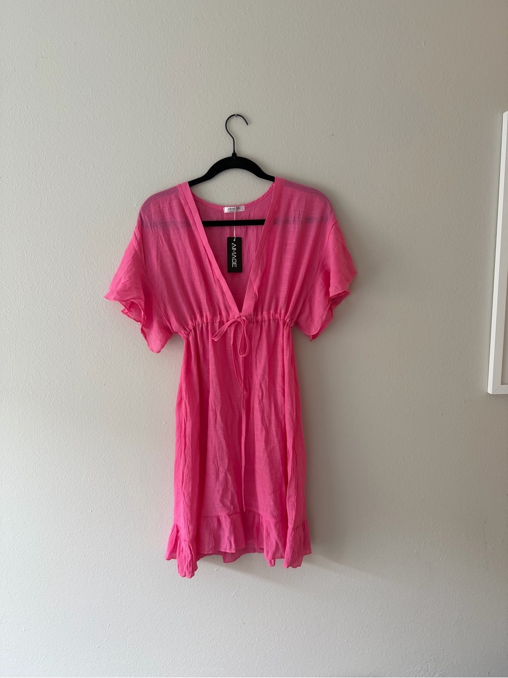 Hot Pink V-Neck Ruffle Dress - Picture 5 of 6